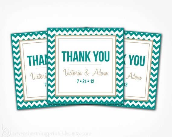 Chevron Thank You Tags - Custom Colors - PRINTABLE - Chevron Wedding Favor Tags - Chevron Collection Il_570xn