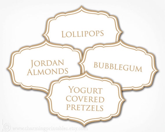 Brown Labels - PRINTABLE PDF File - Brown Tags for Candy Buffet, Ice Cream Buffet - Wedding, Baby Shower, Bridal Shower, Birthday Il_570xn