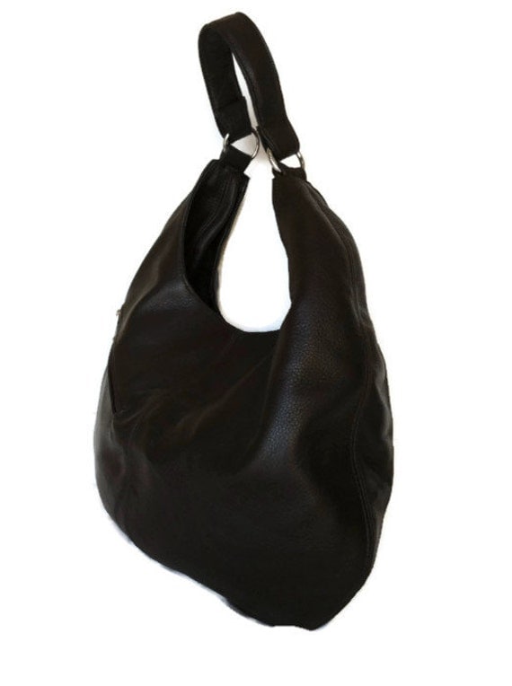Brown chocolate hobo bag smooth genuine leather purse by Fgalaze