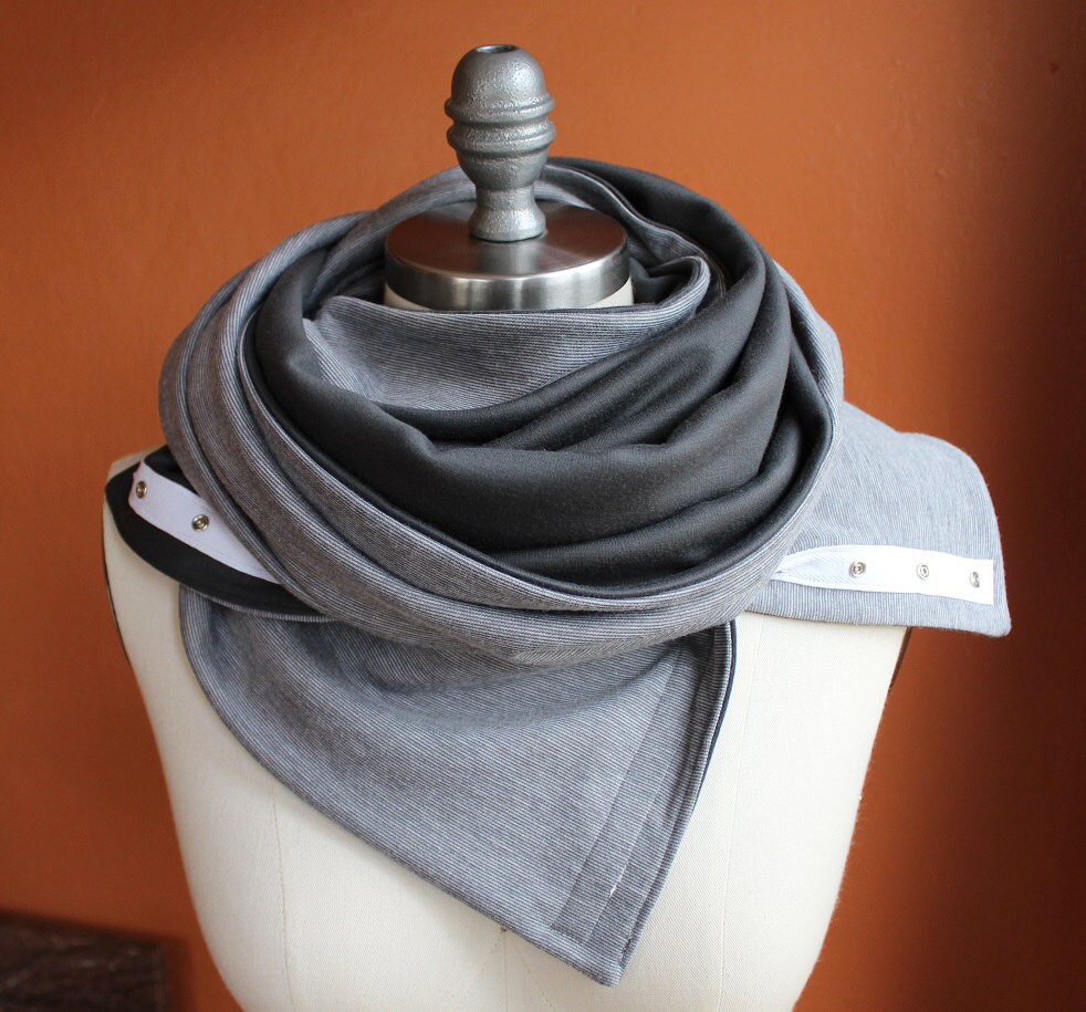 Cozy Yoga Infinity Scarf Snap Scarf Heather Gray by CornerBungalow