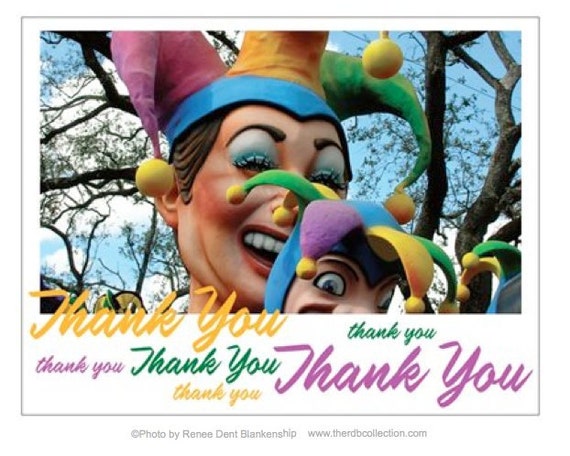 Jester Thank You Notes New Orleans Note Cards by theRDBcollection