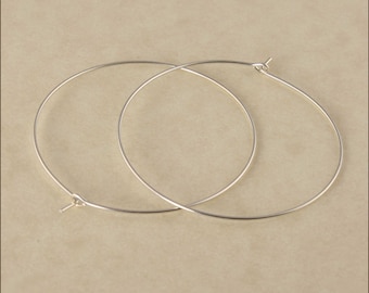 Hoop Earrings - 1-1/2" (40mm) Silver Hoop Earrings - Sterling Silver Hoop Earrings - Thin Hoop Earrings - Silver Hoop Earrings