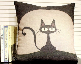black and white cat cushion