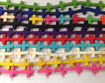 howlite cross, 18x25mm 16beads