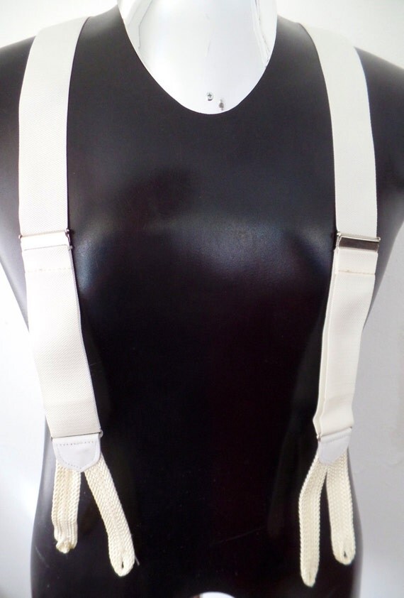 men's vintage White Tuxedo Suspenders FREE SHIP by ClothingRx