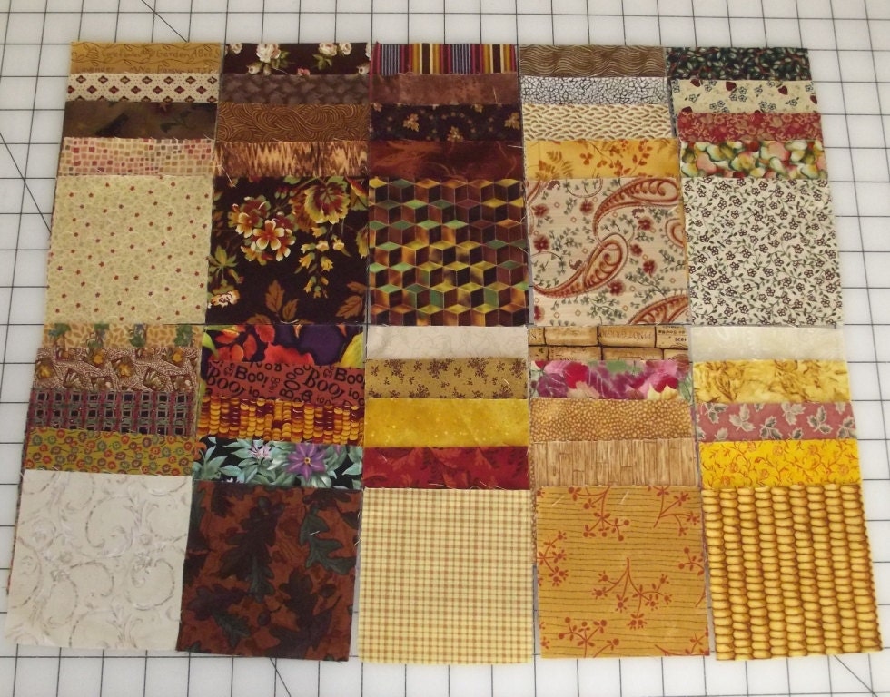 Fabric Squares 4 inch precut fabric quilt squares. browns 50