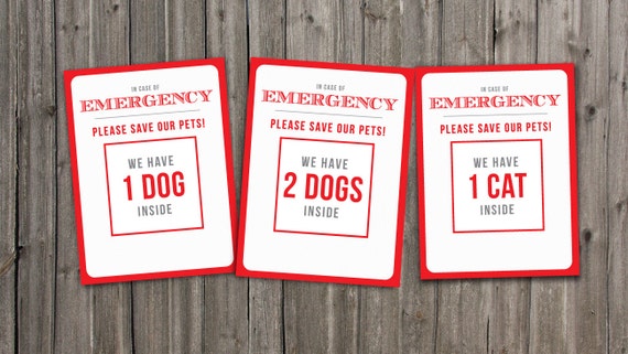 Weatherproof Emergency Pet Stickers Alert Emergency Crews