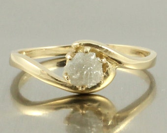 White Raw Diamond Engagement Ring on Sterling by LiansElegance