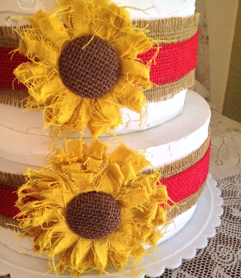 Sunflower Wedding Cake Topper Rustic Country barn