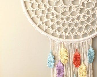 DIY Crochet PATTERN - Dream A Little Dream Dreamcatcher Inspired 30" diameter Wall Hanging (HomDec009)