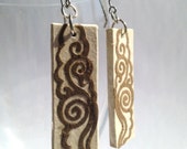 Ivory Brown Hanji Paper Dangle Earrings Cloud Swirls Design Hypoallergenic hooks Lightweight Ear rings