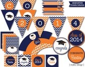 Chevron Graduation Party Personalized Printables Digital PDF DIY Decorations Class of 2014 College Banner Toppers Flags Choose Your Colors Il_170x135