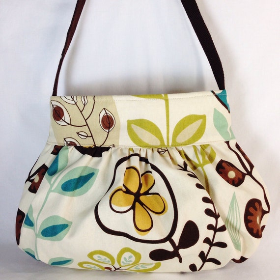 Items similar to Gathered Bag/Purse (small)- Gorgeous Cotton canvas ...