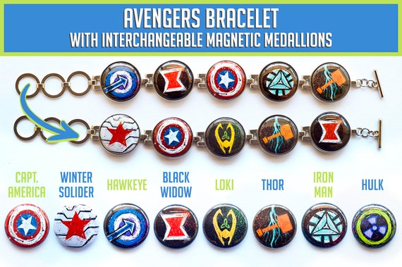 Avengers Interchangeable Charm Bracelet by Pepper's Pins