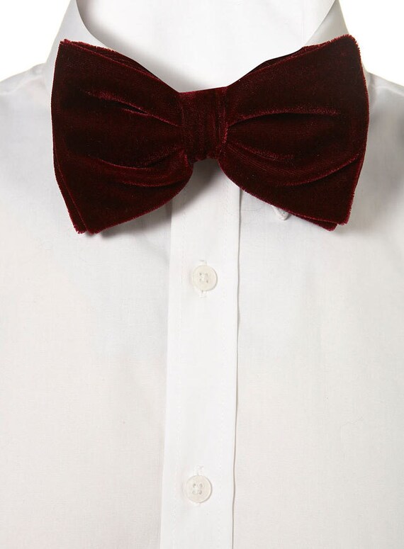Wine Colored Oversized Velvet Bow Tie by KnottedUpNeckwear on Etsy