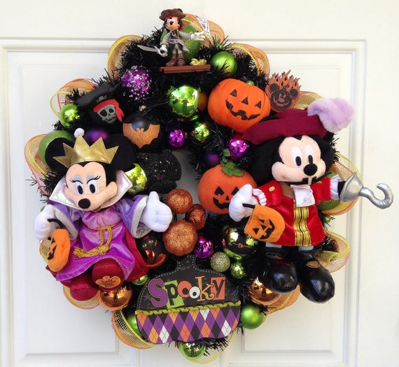 Mickey Mouse and Minnie Mouse Halloween Wreath