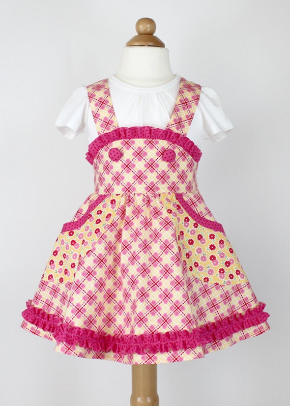 Vintage school jumper skirt suspenders pdf sewing pattern girl