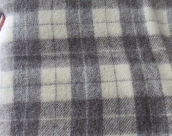 Pendleton Style Woven Wool Blanket. Queen Size 88x88. Natural Brown and Cream.