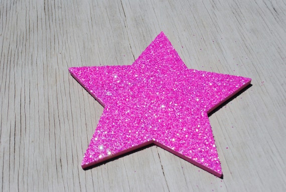 Items similar to Pink Glitter Star Decor, Wall Decoration ...