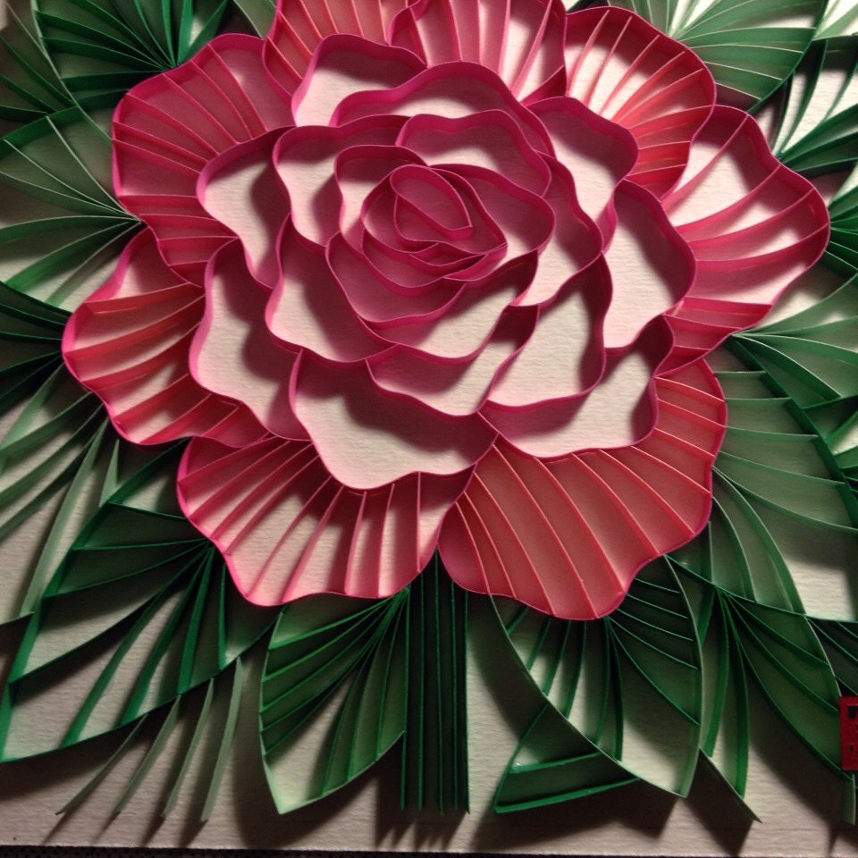 Download 3D paper quilled art Peony on Leaves by POWpaper on Etsy