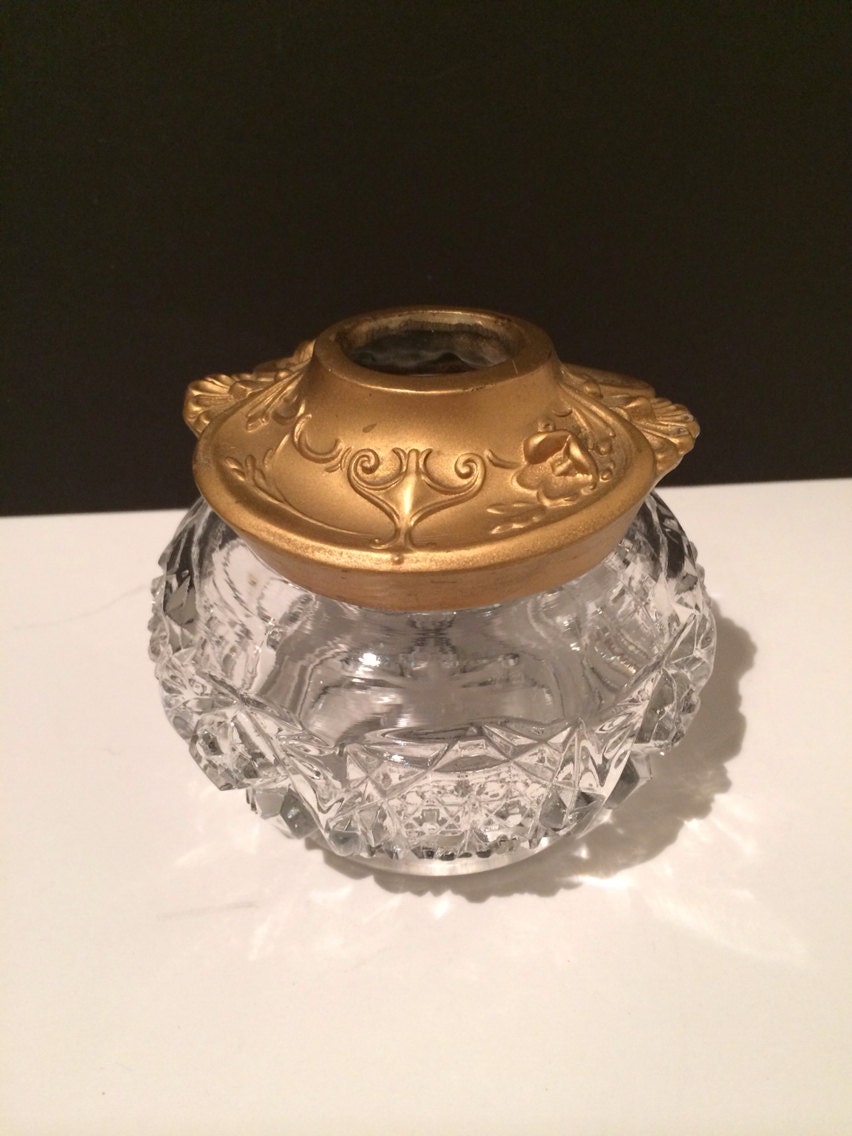 Small Pressed Glass Round Potpourri Jar Haute Juice