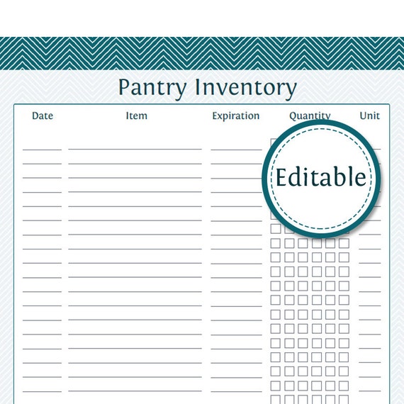 Pantry Inventory List Fillable Printable PDF Instant