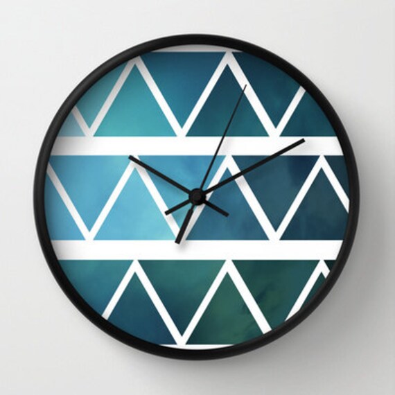 Blue Wall Clock Blue and White Art by ShelleysCrochetOle on Etsy