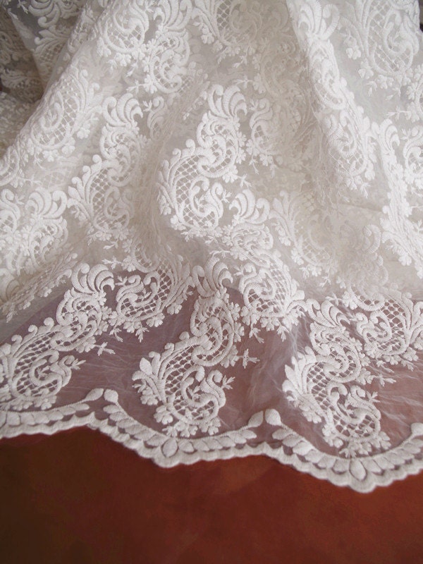 ivory Organza Lace Fabric embroidered lace fabric retro