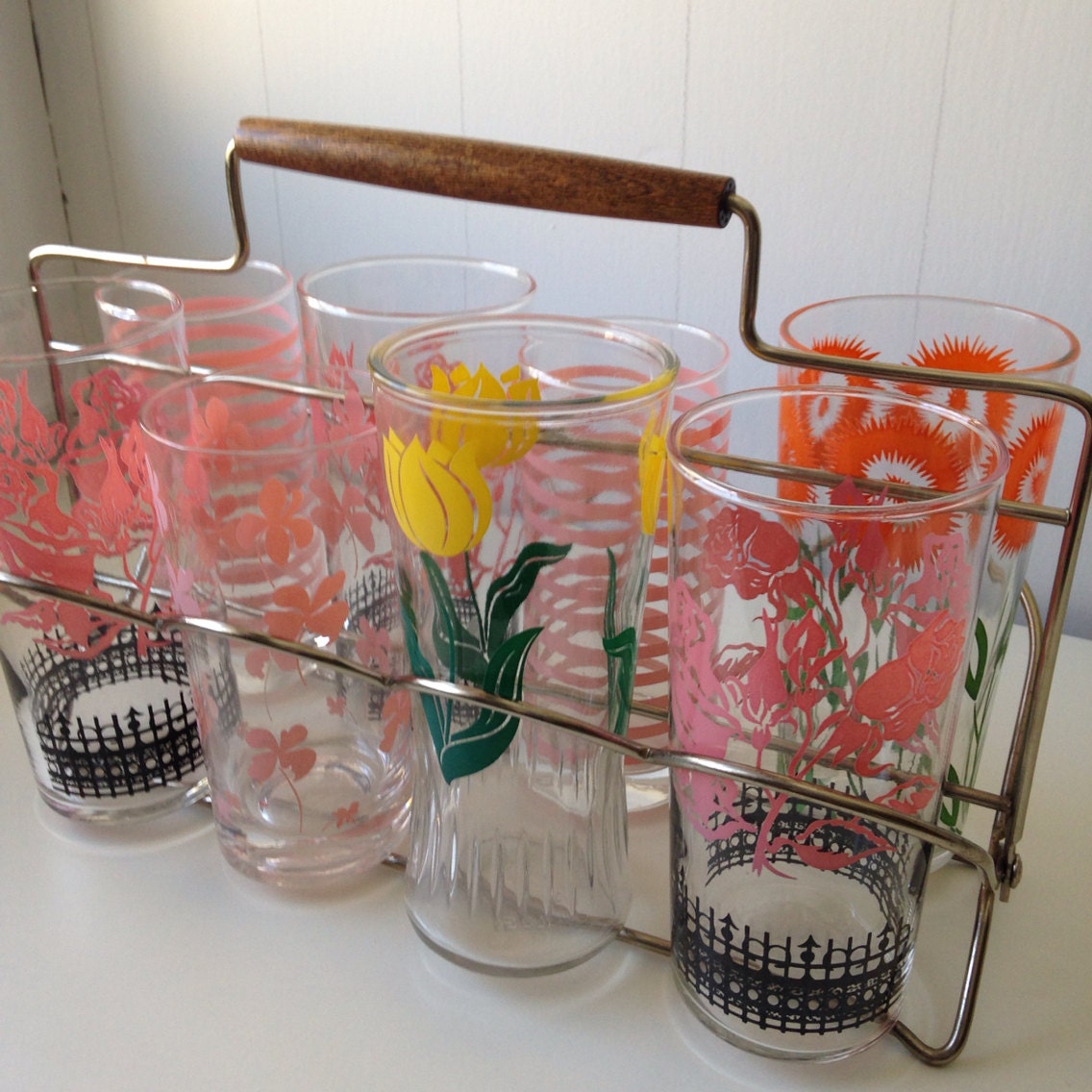Mid century glasses caddy