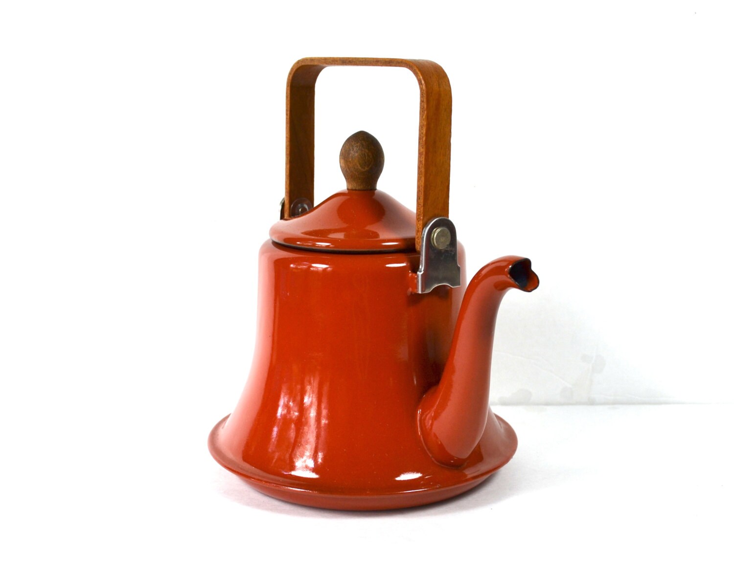 Burnt Orange Enamel Tea Kettle...Rust/Copper color Enameled