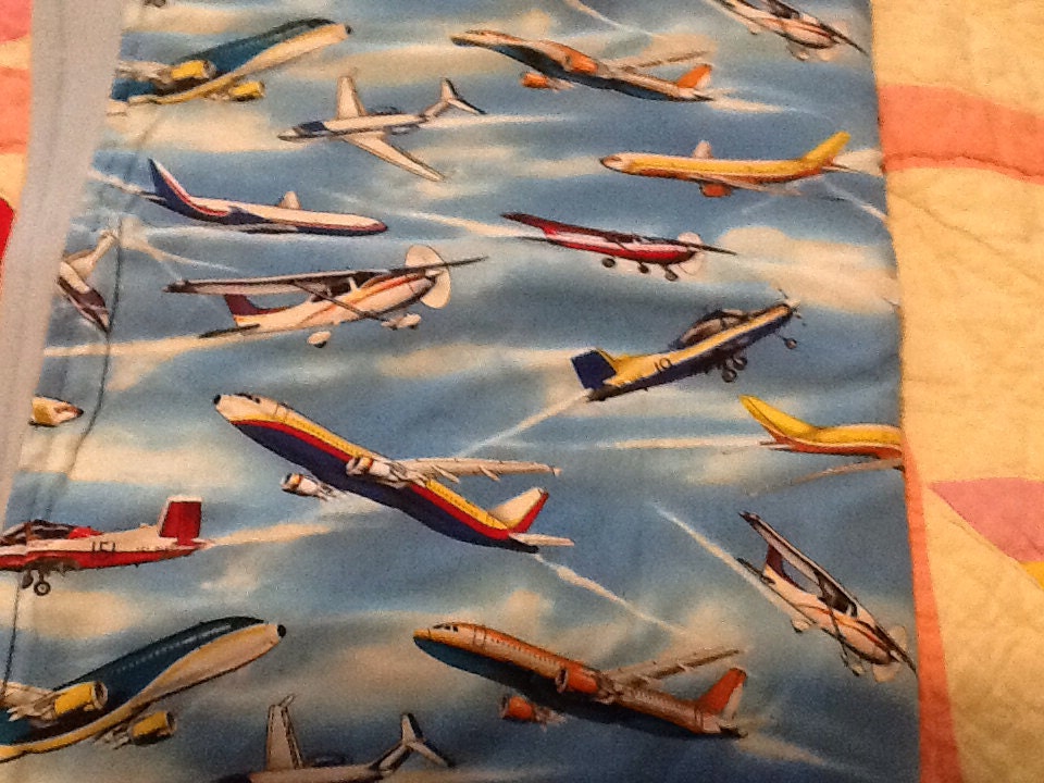 Airplane Fleece Backed Blanket