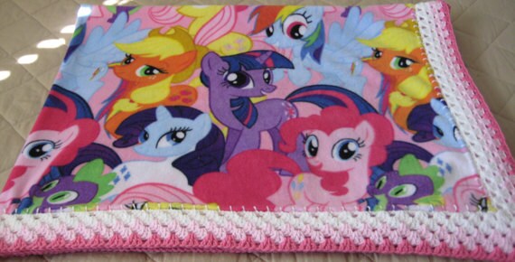 My Little Pony Fleece Blanket With Crochet Border