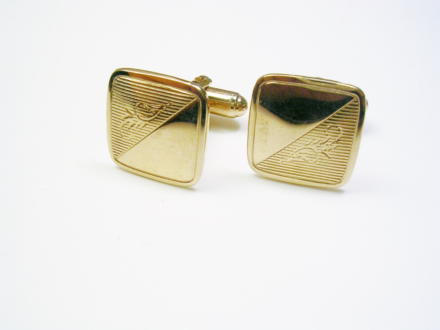 Vintage Hickok Cufflinks / gold color square / by unclesteampunk