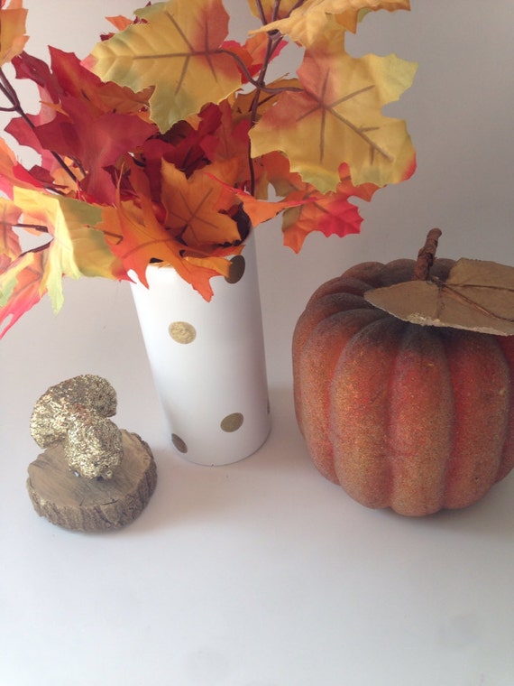 White & Gold Polka Dot Vase by ShopCityGirl on Etsy