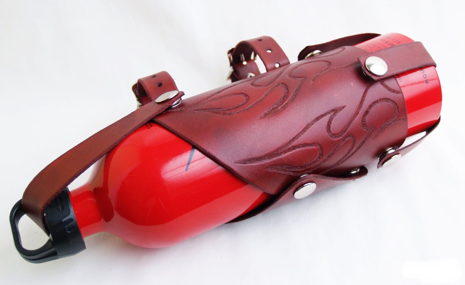 Leather Motorcycle Fuel Sling bottle holder carrier biker