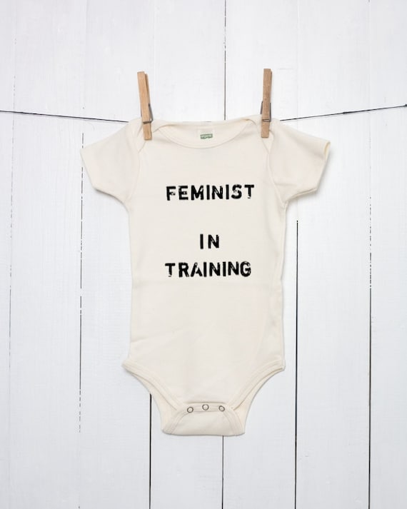 Feminist In Training Organic Cotton Baby Bodysuit Infant Creeper One Piece Bodysuit Natural Girl Baby Feminist Baby Boy Baby Women's Rights