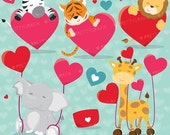 80% OFF SALE Valentine animals clipart commercial use, valentine vector graphics, digital clip art, digital images - CL630 Il_170x135