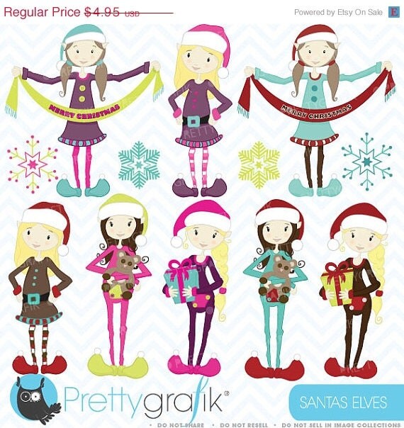 60% OFF SALE christmas elves clipart commercial use, vector graphics, digital clip art, digital images - CL420 Il_570xn