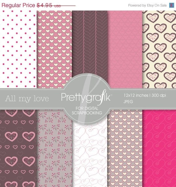 60% OFF SALE valentine, heart digital paper, commercial use, scrapbook papers, background - PS540 Il_570xn