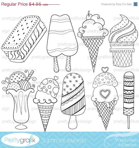 60% OFF SALE ice cream popsicle digital stamp commercial use, vector graphics, digital stamp, digital images - DS311 Il_570xn
