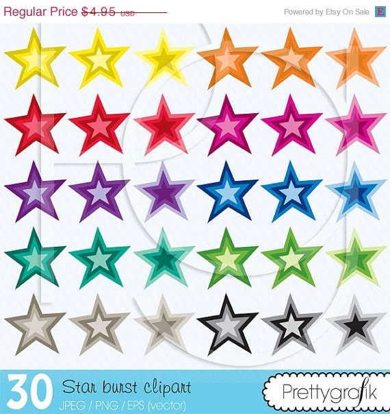 60% OFF SALE 30 star burst clipart commercial use, vector graphics, digital clip art, digital images - CL471 Il_570xn