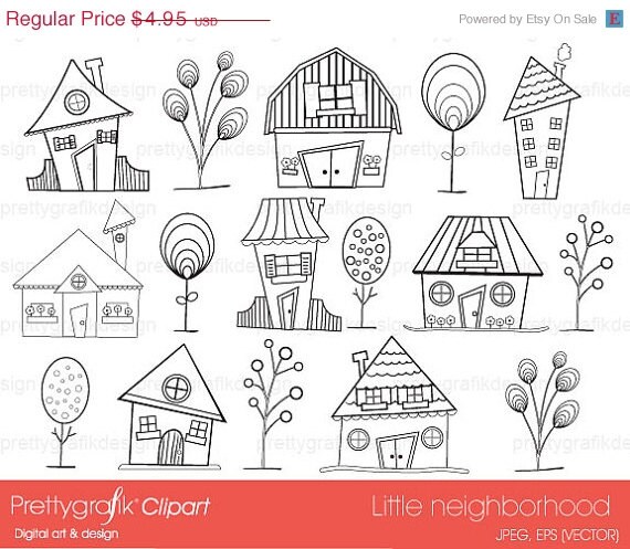 60% OFF SALE house neighbourhood digital stamp commercial use, vector graphics, digital stamp, digital images - DS397 Il_570xn