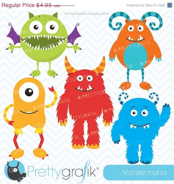 60% OFF SALE monster clipart commercial use, vector graphics, digital clip art, digital images - CL546 Il_570xn