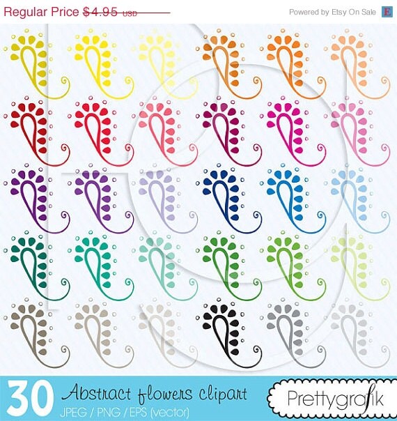 80% OFF SALE 30 flower abstract clipart commercial use, vector graphics, digital clip art, digital images - CL470 Il_570xn