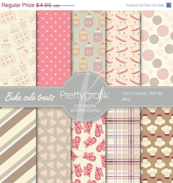 80% OFF SALE Bake sale treats digital paper, commercial use, scrapbook papers, background - PS526 Il_570xn