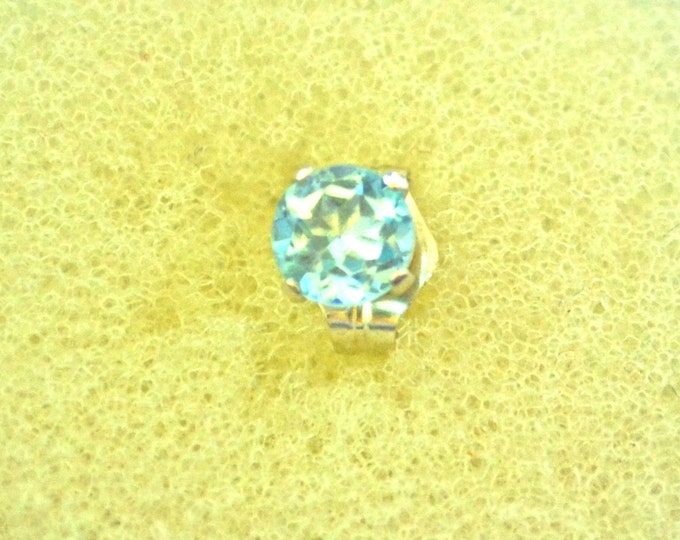 Topaz Sterling Studs, Small 4mm Round, Swiss Blue, Natural E289