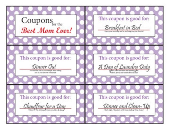 Coupon Book For Mom PrintableDigitalStocking