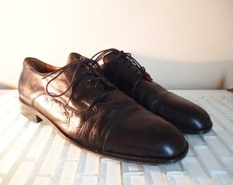 Black Leather Oxford Italy 10 Fronto Uomo Mens Black Leather Dress Shoe Size 10