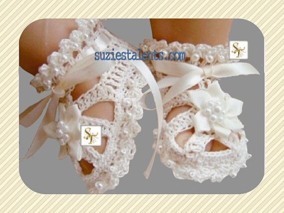 ... Baby Christening Shoes with Beads,Crochet Christening Baby ...
