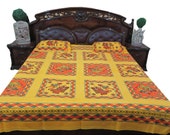 Cotton Yeoolw Bedspread Bedcover With 2 Pillow Cover